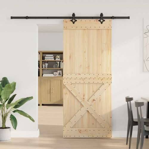 Klizna vrata s priborom za montažu 95 x 210 cm masivna borovina - 95 x 210 cm (213.5 cm) 1 križni dizajn Cijena