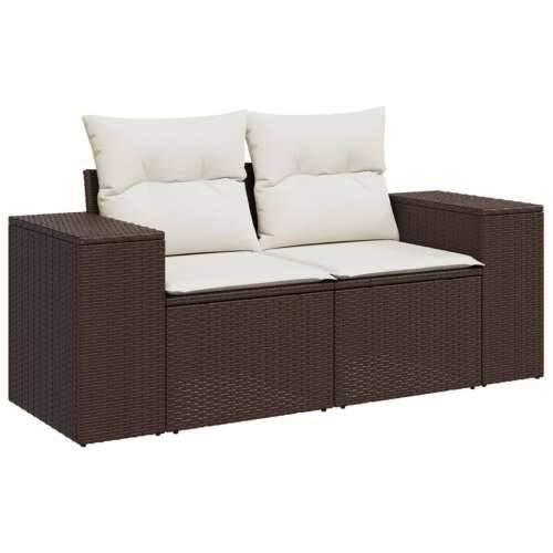 Vrtna garnitura - 7-dijelni set vrtnih sofa od poliratana s jastucima smeđi - Smeđa i krem bez spremišta 1 Cijena