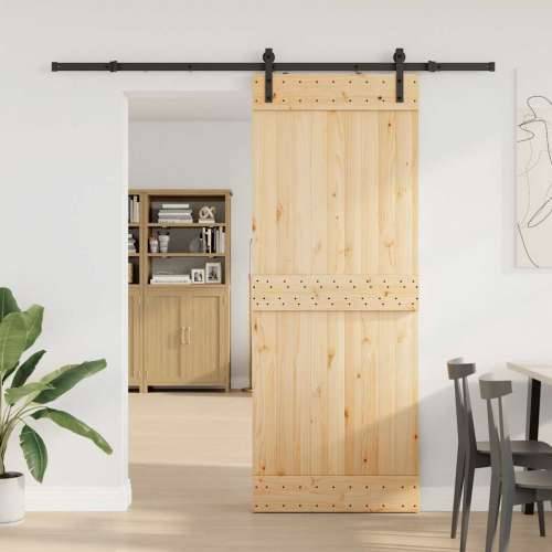 Klizna vrata s priborom za montažu 80 x 210 cm masivna borovina - 80 x 210 cm (213.5 cm) 1 Cijena