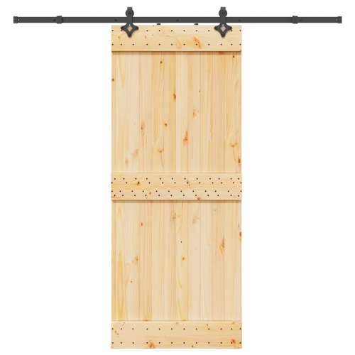 Klizna vrata s priborom za montažu 85 x 210 cm masivna borovina - 85 x 210 cm (213.5 cm) 1 Gladak dizajn Cijena