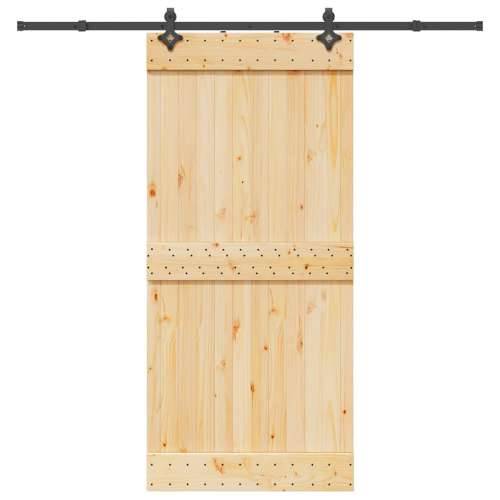 Klizna vrata s priborom za montažu 95 x 210 cm masivna borovina - 95 x 210 cm (213.5 cm) 1 Gladak dizajn Cijena