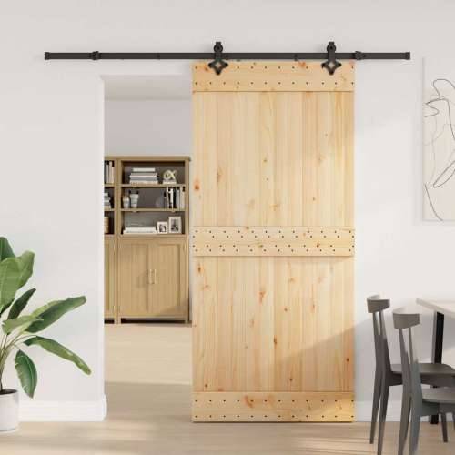 Klizna vrata s priborom za montažu 95 x 210 cm masivna borovina - 95 x 210 cm (213.5 cm) 1 Gladak dizajn Cijena