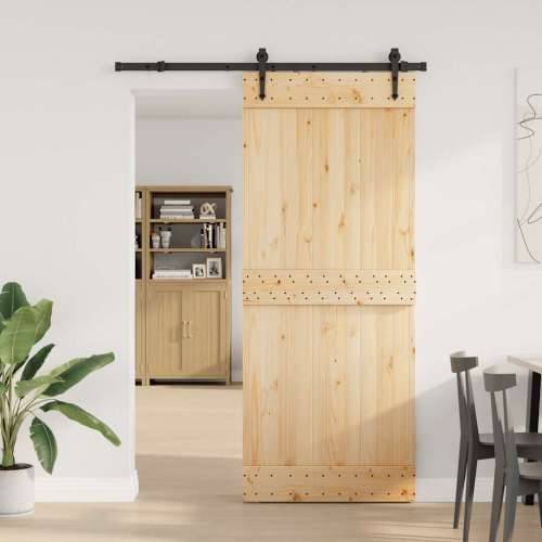 Klizna vrata s priborom za montažu 85 x 210 cm masivna borovina - 85 x 210 cm (152.5 cm) 1 Gladak dizajn Cijena