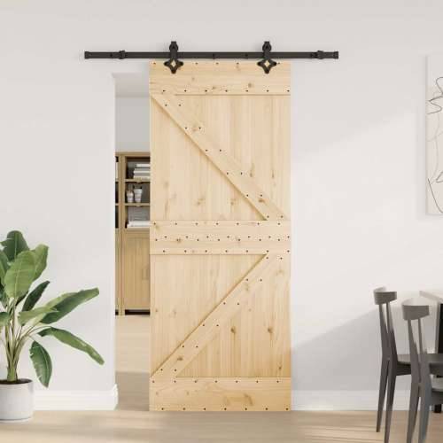 Klizna vrata s priborom za montažu 85 x 210 cm masivna borovina - 85 x 210 cm (152.5 cm) 1 Trokutasti Cijena