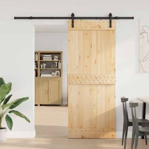 Klizna vrata s priborom za montažu 85 x 210 cm masivna borovina - 85 x 210 cm (213.5 cm) 1 Cijena
