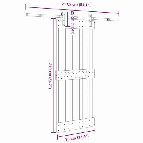 Klizna vrata s priborom za montažu 85 x 210 cm masivna borovina - 85 x 210 cm (213.5 cm) 1 Cijena
