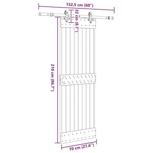 Klizna vrata s priborom za montažu 70 x 210 cm masivna borovina - 70 x 210 cm (152.5 cm) 1 Gladak dizajn Cijena