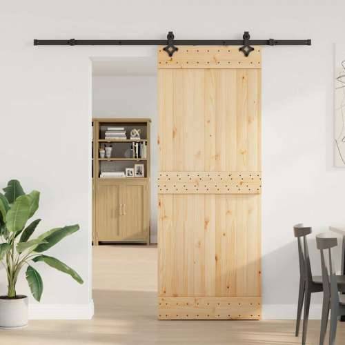 Klizna vrata s priborom za montažu 80 x 210 cm masivna borovina - 80 x 210 cm (213.5 cm) 1 Gladak dizajn Cijena