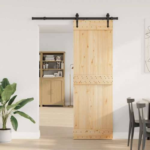 Klizna vrata s priborom za montažu 70 x 210 cm masivna borovina - 70 x 210 cm (152.5 cm) 1 Gladak dizajn Cijena