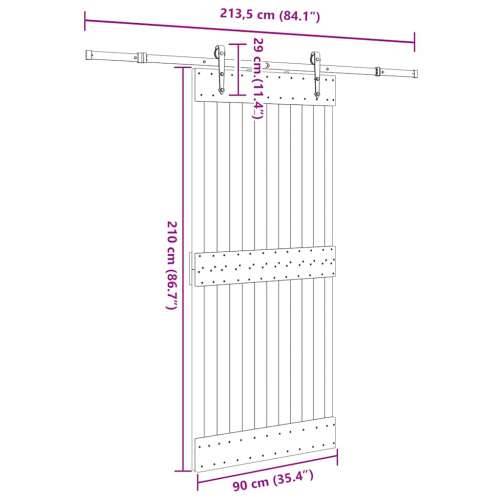 Klizna vrata s priborom za montažu 90 x 210 cm masivna borovina 90 x 210 cm (213.5 cm) 1 Gladak dizajn Cijena