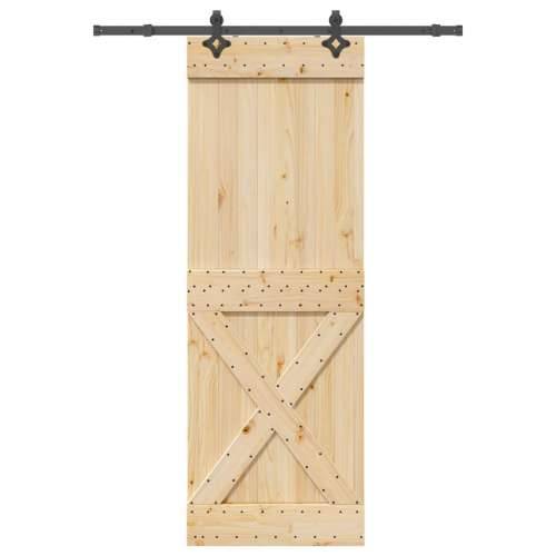 Klizna vrata s priborom za montažu 80 x 210 cm masivna borovina - 80 x 210 cm (152.5 cm) 1 križni dizajn Cijena