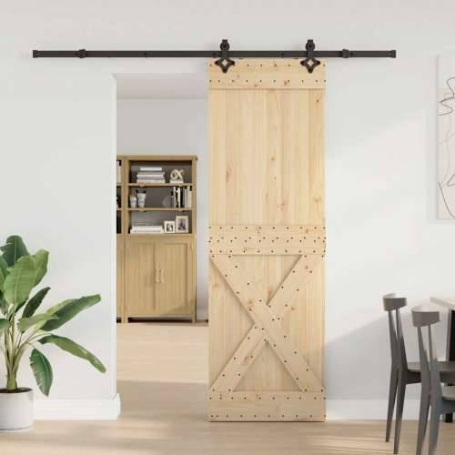 Klizna vrata s priborom za montažu 70 x 210 cm masivna borovina - 70 x 210 cm (213.5 cm) 1 križni dizajn Cijena