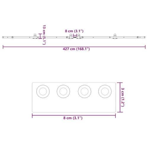 Gornja vodilica za klizna vrata 427 cm čelični crni - 213 cm 1 Cijena