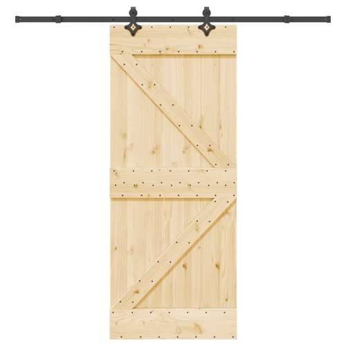 Klizna vrata s priborom za montažu 85 x 210 cm masivna borovina - 85 x 210 cm (213.5 cm) 1 Trokutasti Cijena