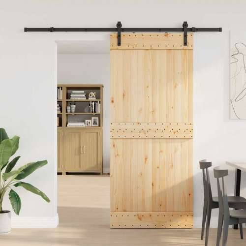 Klizna vrata s priborom za montažu 90 x 210 cm masivna borovina - 90 x 210 cm (213.5 cm) 1 Cijena