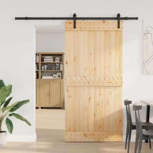 Klizna vrata s priborom za montažu 100x210 cm masivna borovina - 100 x 210 cm (213.5 cm) 1 Cijena
