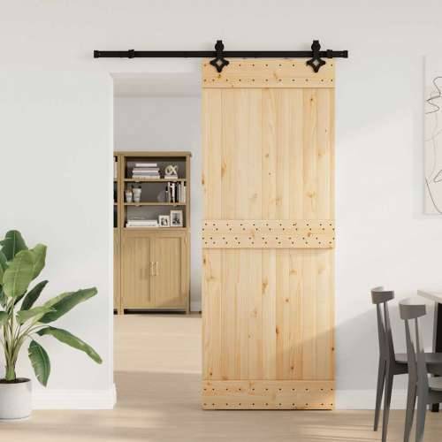 Klizna vrata s priborom za montažu 80 x 210 cm masivna borovina - 80 x 210 cm (152.5 cm) 1 Gladak dizajn Cijena