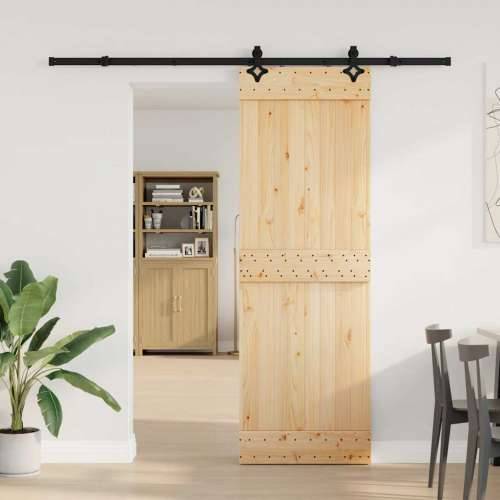 Klizna vrata s priborom za montažu 70 x 210 cm masivna borovina - 70 x 210 cm (213.5 cm) 1 Gladak dizajn Cijena