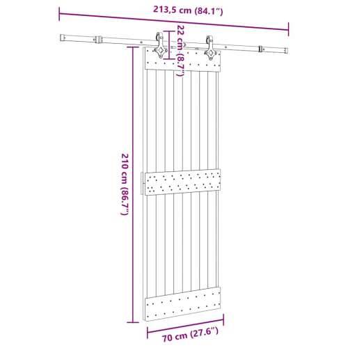 Klizna vrata s priborom za montažu 70 x 210 cm masivna borovina - 70 x 210 cm (213.5 cm) 1 Gladak dizajn Cijena