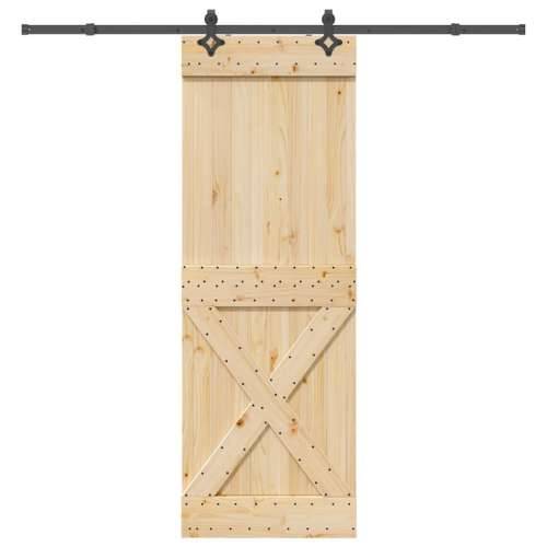 Klizna vrata s priborom za montažu 80 x 210 cm masivna borovina - 80 x 210 cm (213.5 cm) 1 križni dizajn Cijena