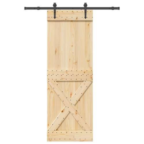 Klizna vrata s priborom za montažu 80 x 210 cm masivna borovina - 80 x 210 cm (152.5 cm) 1 križni dizajn Cijena