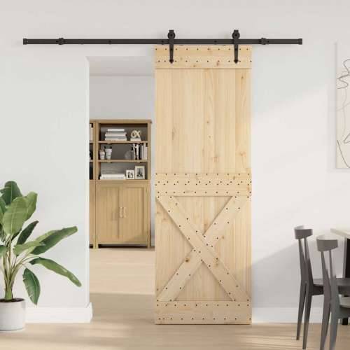 Klizna vrata s priborom za montažu 80 x 210 cm masivna borovina - 80 x 210 cm (213.5 cm) 1 križni dizajn Cijena