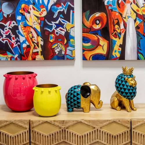 Ukrasna figura Alexandra House Living zlatan Akril Plastika Melamin Lav Cijena