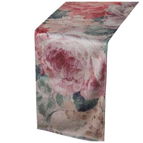 Nadstolnjak Alexandra House Living Roza Textil 180 x 30 cm Baršun Cvjetni Cijena