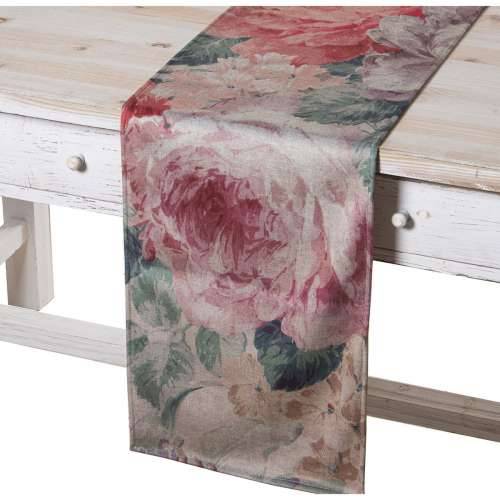 Nadstolnjak Alexandra House Living Roza Textil 180 x 30 cm Baršun Cvjetni Cijena