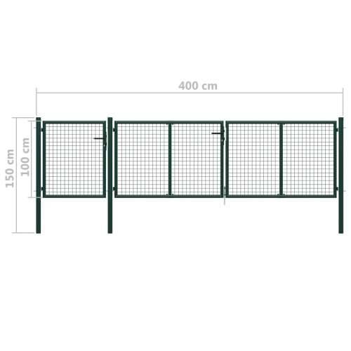 Dvorišna vrata - Vrtna vrata čelična 400 x 100 cm zelena - Zelena 400 x 100 cm Cijena