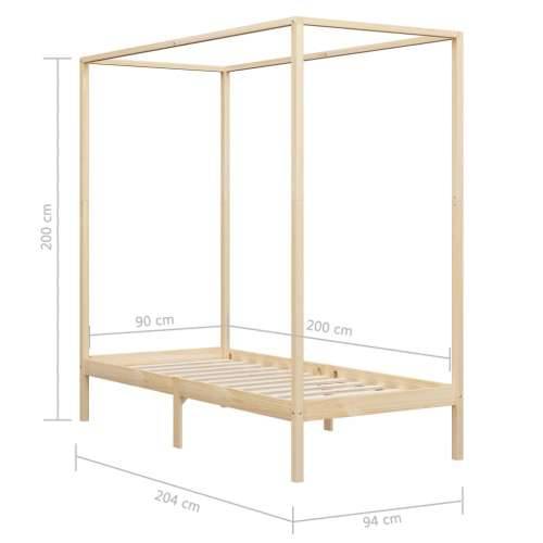 Okvir za krevet s baldahinom od masivne borovine 90 x 200 cm - Smeđa 90 x 200 cm Cijena