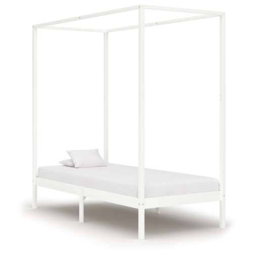 Okvir za krevet s baldahinom od borovine bijeli 90 x 200 cm