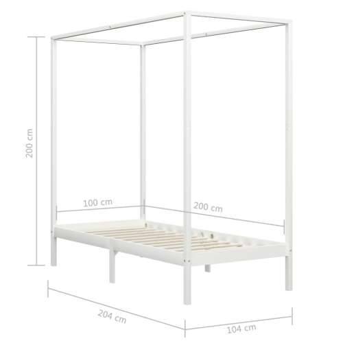 Okvir za krevet s baldahinom od borovine bijeli 100 x 200 cm Bijela 100 x 200 cm Cijena