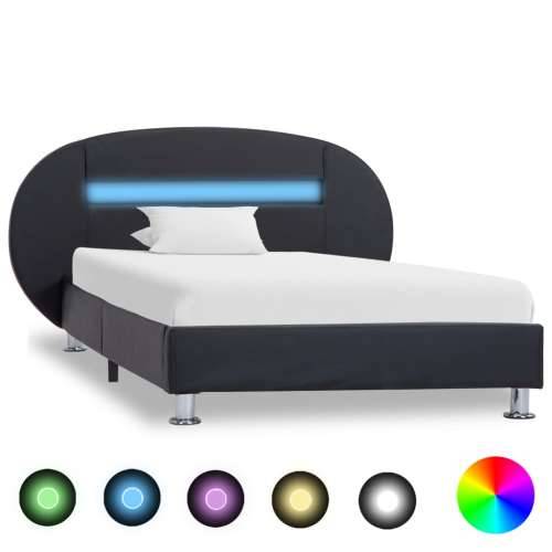 Okvir kreveta od umjetne kože s LED svjetlima crni 90 x 200 cm - Crna 90 x 200 cm Cijena