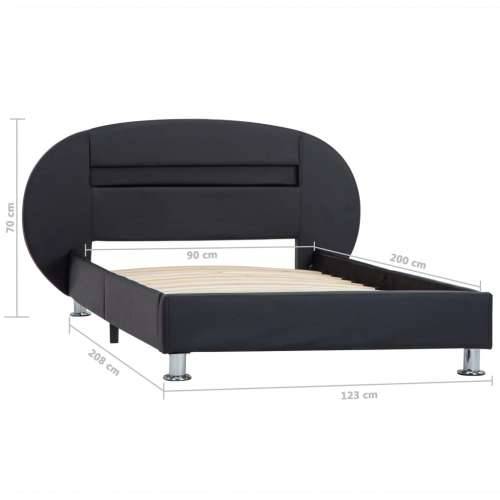 Okvir kreveta od umjetne kože s LED svjetlima crni 90 x 200 cm - Crna 90 x 200 cm Cijena