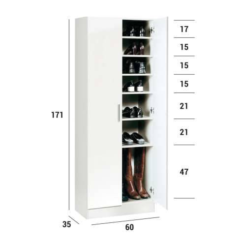 Ormar za cipele Alexandra House Living Bijela 59 x 171 x 35 cm 2 vrata 7 Police Cijena