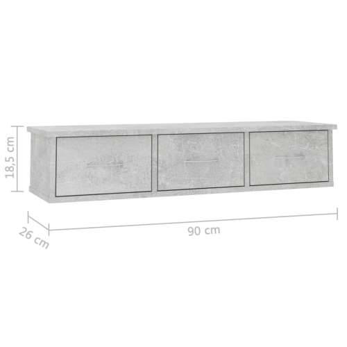 Zidna polica s ladicama siva boja betona 88x26x18,5 cm iverica Cijena