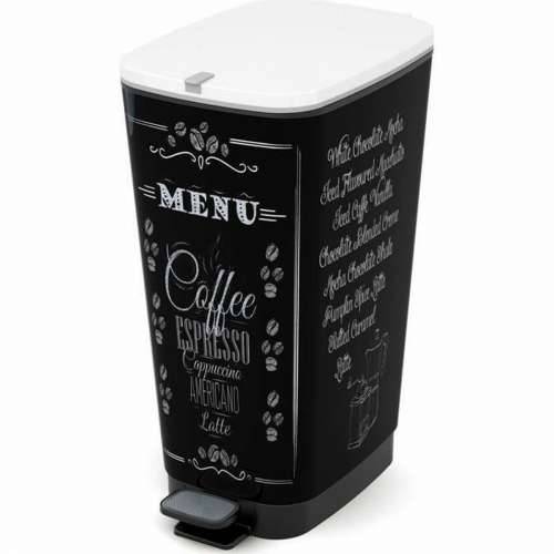 Kanta za Smeće na Pedalu KIS CHIC Coffee Motif Crna 50 L Cijena