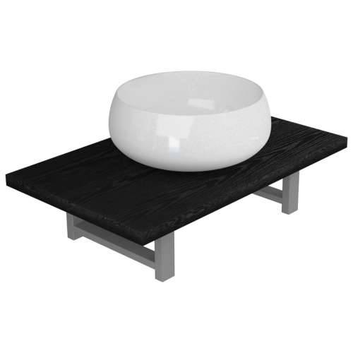 Dvodijelni set kupaonskog namještaja keramički crni - Crna polica od 60 cm i okrugli umivaonik od 40 cm 1 Cijena