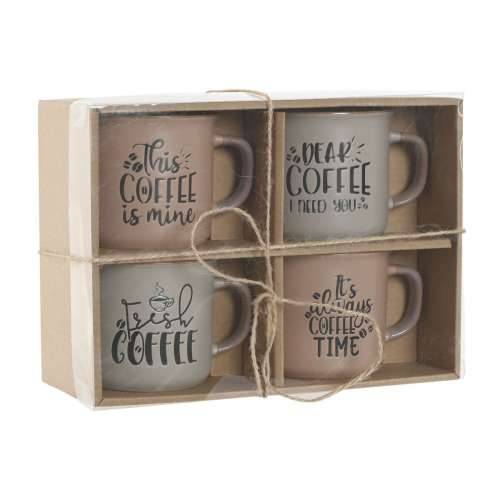 Set 4 Velikih Šalica Home ESPRIT Plava Roza Gres Keramika 285 ml 9 x 7 x 8 cm Cijena