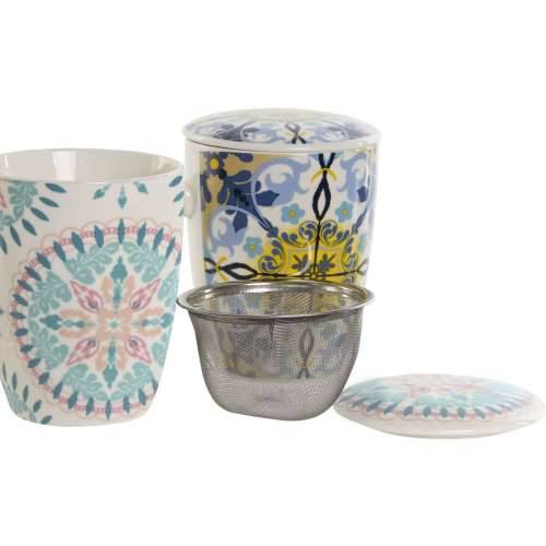 Šalica s Filtrom za Čaj Home ESPRIT Plava Bijela Turkizno Mediteran 340 ml (2 kom.) Cijena