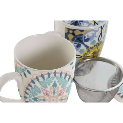 Šalica s Filtrom za Čaj Home ESPRIT Plava Bijela Turkizno Mediteran 340 ml (2 kom.) Cijena