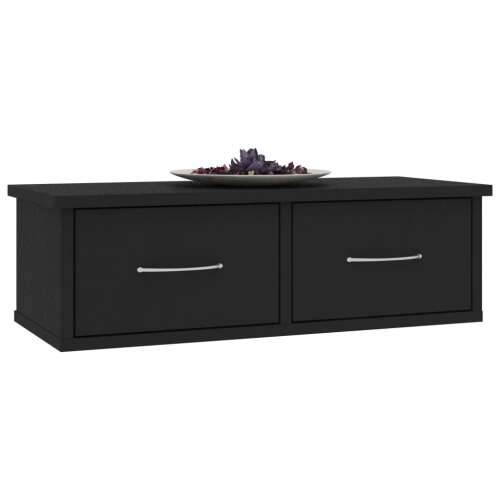 Zidna polica s ladicama crna 60x26x18,5 cm konstruirano drvo - Crna 1 Cijena