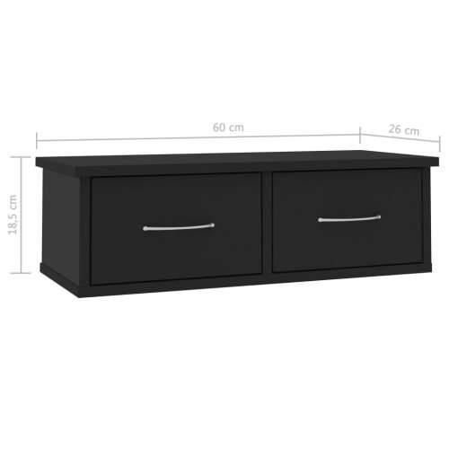 Zidna polica s ladicama crna 60x26x18,5 cm konstruirano drvo - Crna 1 Cijena