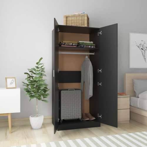 Ormar crni 80 x 52 x 180 cm od konstruiranog drva - Crna 1 Cijena