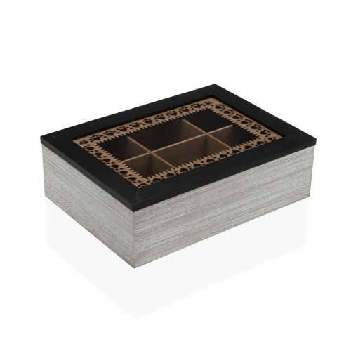 Kutija za Čajeve Versa Crna Drvo MDF 18 x 7,5 x 24 cm Cijena