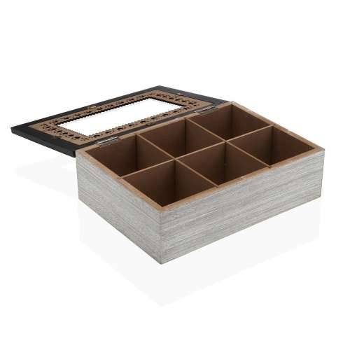 Kutija za Čajeve Versa Crna Drvo MDF 18 x 7,5 x 24 cm Cijena