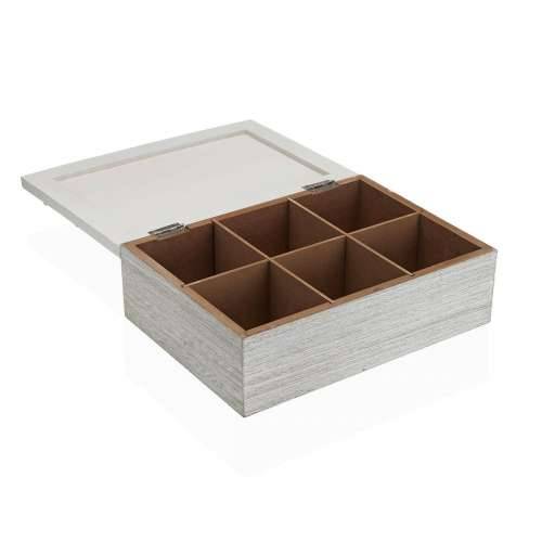 Kutija za Čajeve Versa Bijela Drvo MDF 18 x 7,5 x 24 cm Ziedi Cijena