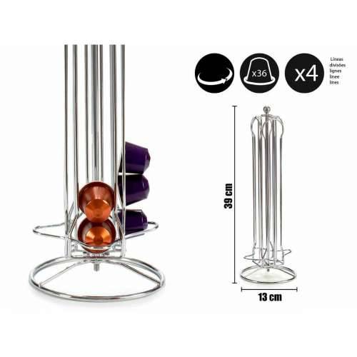 Stalak za 36 Kapsula Kave Kinvara Nespresso Srebrna Metal 13 x 39 x 13 cm Okretno 36 Dijelovi Cijena