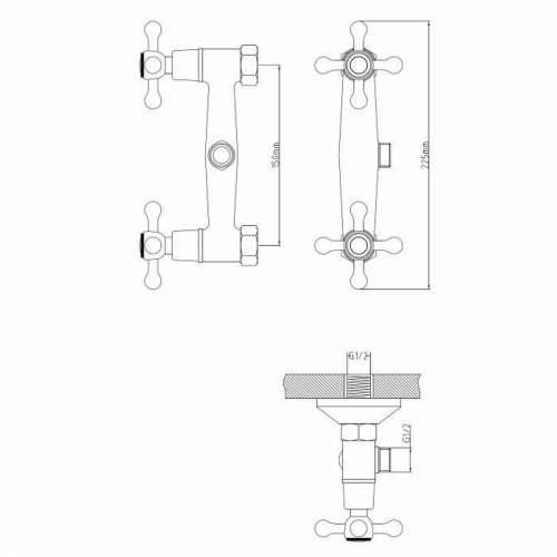 Slavina s dvije ručke Rousseau Beverley Siva Metal Mesing 15 cm Tuš Cijena